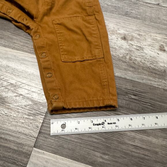 Carhartt Tan 9M Babies Utility Plaid Lined Double Knee Duck Canvas Bib Overalls - Picture 13 of 13